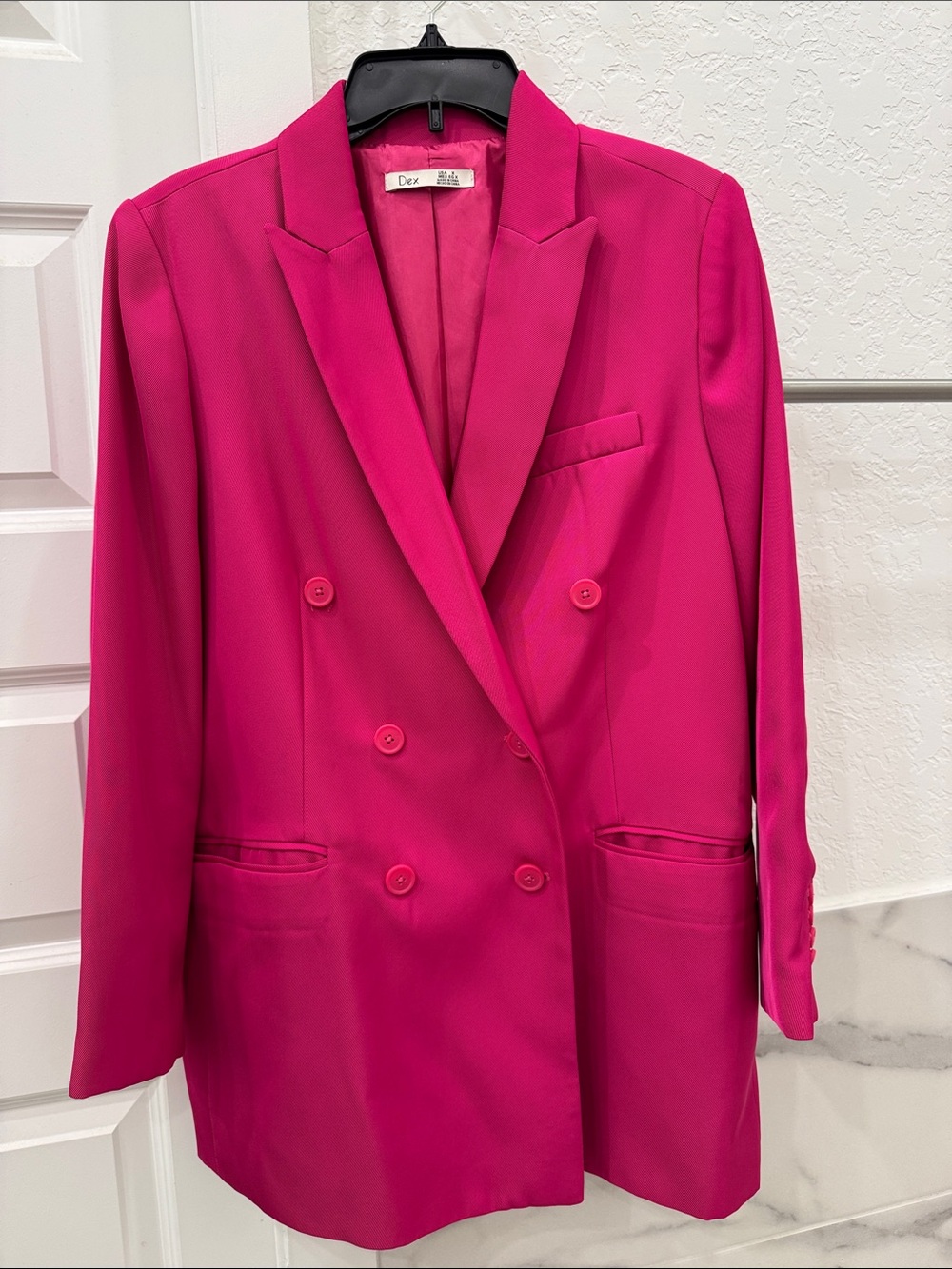 Dex Vibrant Fuchsia Double-Breasted Blazer